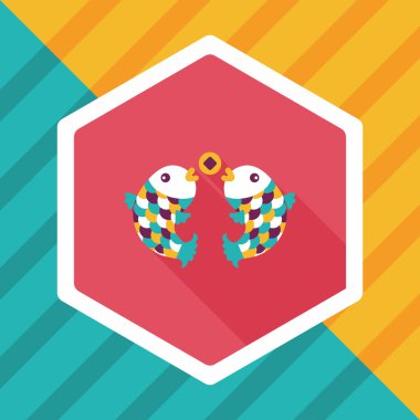 Çin yeni yılı uzun gölge, eps10, Çinli bir dekor ile düz simgesi