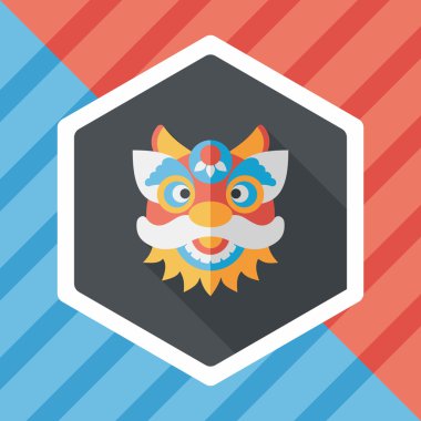 Çin yeni yılı düz simgesi ile uzun gölge, eps10, dragon ve