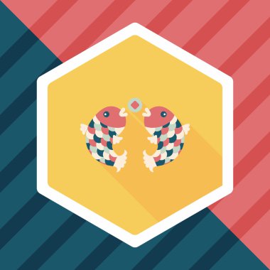 Çin yeni yılı uzun gölge, eps10, Çinli bir dekor ile düz simgesi