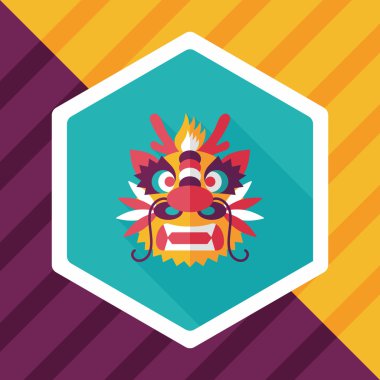 Çin yeni yılı düz simgesi ile uzun gölge, eps10, dragon ve