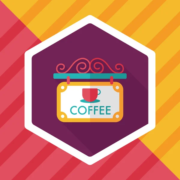 Coffee shop tecknar flat ikonen med långa skugga, eps10 — Stock vektor