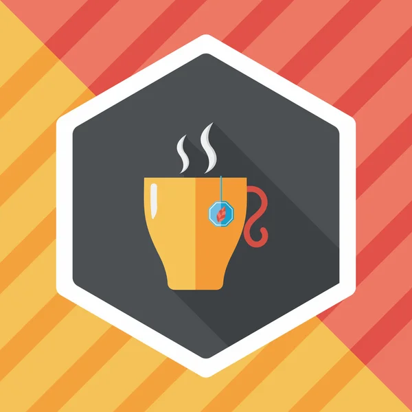 Té caliente icono plano con sombra larga, eps10 — Vector de stock