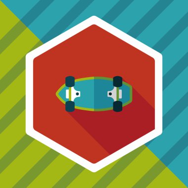 kaykay düz simgesi ile uzun gölge, eps10