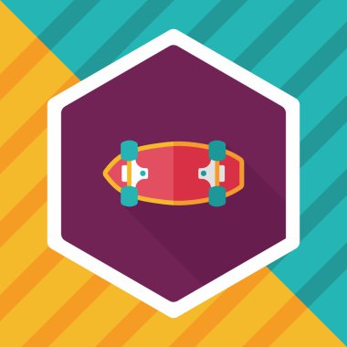 kaykay düz simgesi ile uzun gölge, eps10