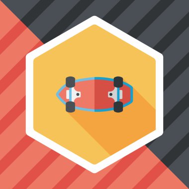 kaykay düz simgesi ile uzun gölge, eps10