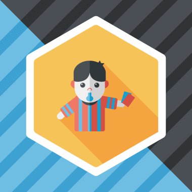 Futbol hakem düz simgesi ile uzun gölge, eps10