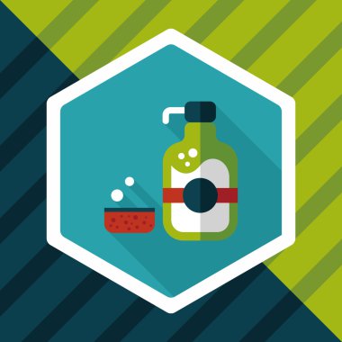 Uzun Gölge, eps10 ile mutfak eşyaları çanak sabun düz simgesi