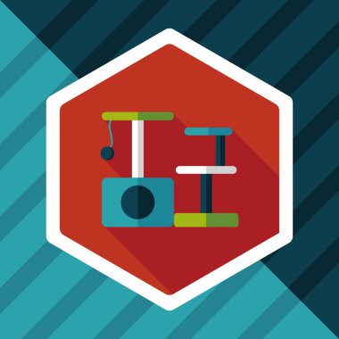 Evde beslenen hayvan kedi ağaç uzun gölge, eps10 düz simgesiyle