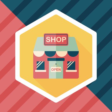 Uzun Gölge, eps10 ile alışveriş mağazası düz simgesi