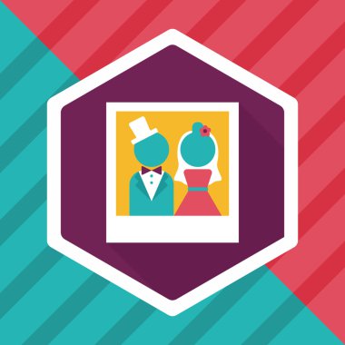 Düğün Fotoğraf düz simgesi ile uzun gölge, eps10