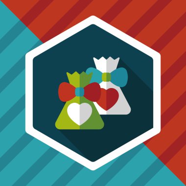 Düğün hediye düz simgesi ile uzun gölge, eps10