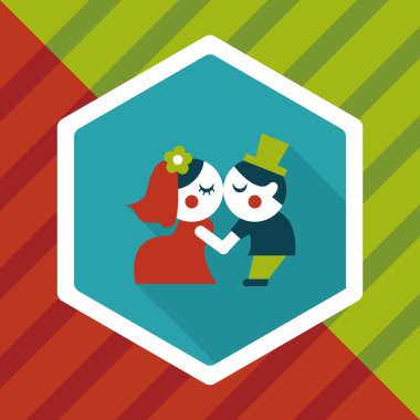 Düğün Çift düz simgesi ile uzun gölge, eps10