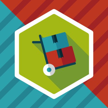 alışveriş arabası düz simgesi uzun gölge, eps10 ile işleme