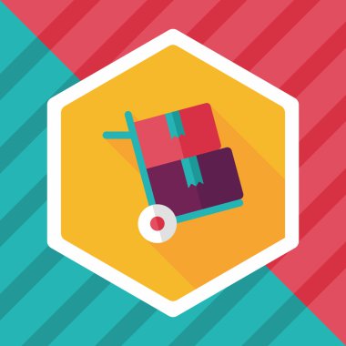 alışveriş arabası düz simgesi uzun gölge, eps10 ile işleme