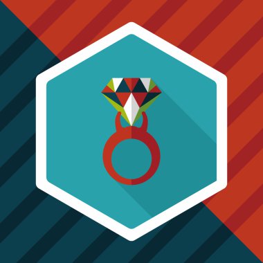 Elmas yüzük düz simgesi ile uzun gölge, eps10 teklif