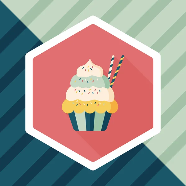 Cupcake platte pictogram met lange schaduw, eps10 — Stockvector