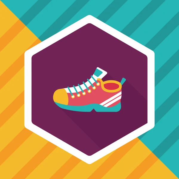 Sneaker platte pictogram met lange schaduw, eps10 — Stockvector