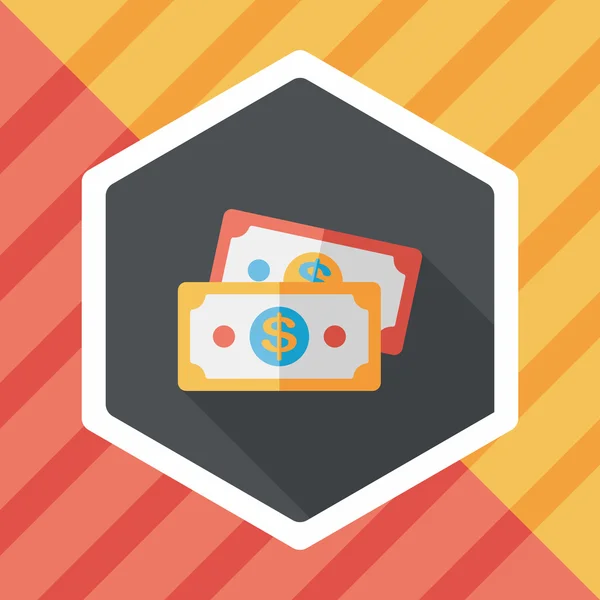 Shopping money cash flat icon with long shadow, eps10 — Vettoriale Stock