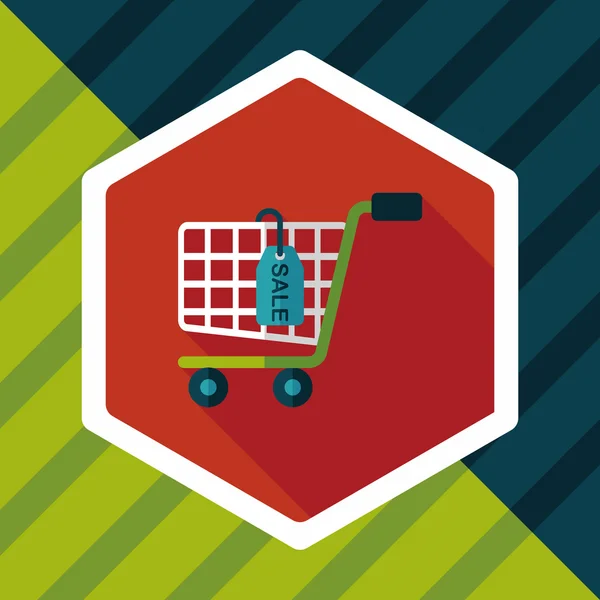 Carrito de compras icono plano con sombra larga, eps10 — Archivo Imágenes Vectoriales