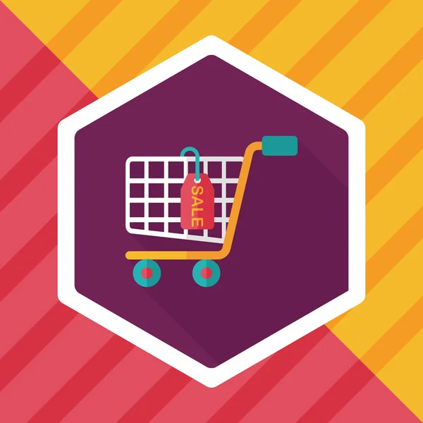 Carrello shopping flat icon with long shadow, eps10 — Vettoriale Stock