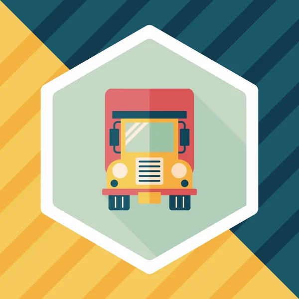 Camión de transporte icono plano con sombra larga, eps10 — Vector de stock