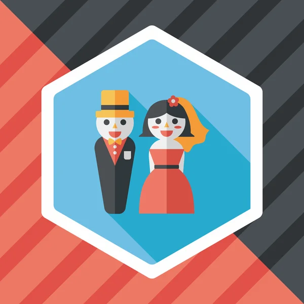 Pareja de boda icono plano con sombra larga, eps10 — Vector de stock