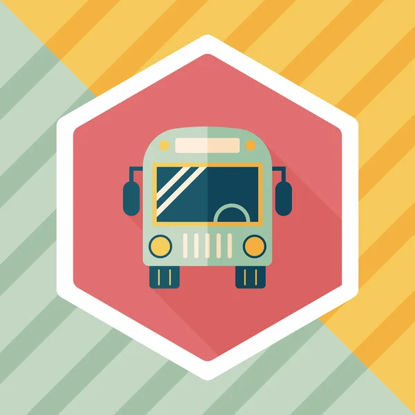 Transzfer busz lapos ikon-val hosszú árnyék, eps10 — Stock Vector