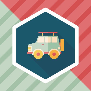 Uzun gölge ile ulaşım Spor Utility araç düz simgesi