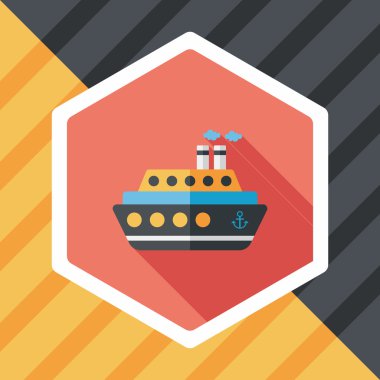 Uzun Gölge, eps10 ile ulaşım feribot düz simgesi