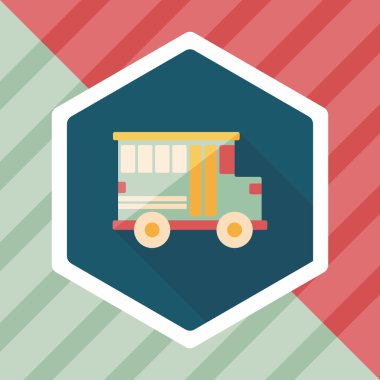 Uzun Gölge, eps10 ile ulaşım okul otobüsü düz simgesi