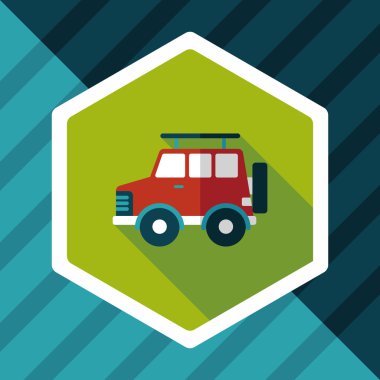 Uzun gölge ile ulaşım Spor Utility araç düz simgesi