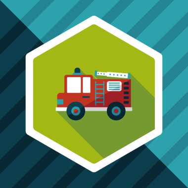 Uzun Gölge, eps10 ile ulaşım yangın kamyon düz simgesi