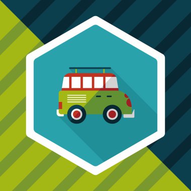 Uzun gölge ile ulaşım Spor Utility araç düz simgesi