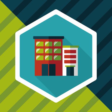 Bina daire düz simgesi ile uzun gölge, eps10