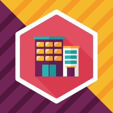 Bina daire düz simgesi ile uzun gölge, eps10