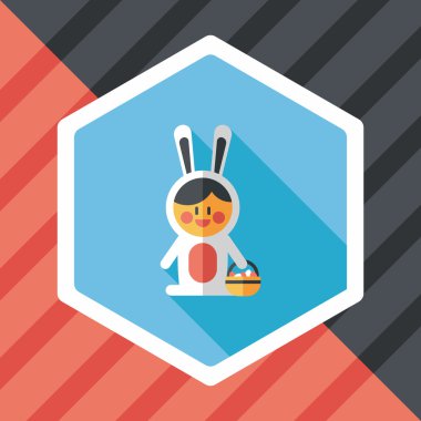 Paskalya tavşanı düz simgesi ile uzun gölge, eps10