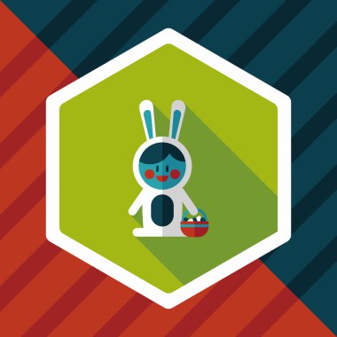 Paskalya tavşanı düz simgesi ile uzun gölge, eps10