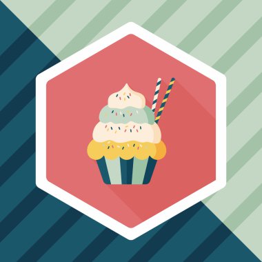 cupcake düz simgesi ile uzun gölge, eps10