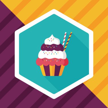 cupcake düz simgesi ile uzun gölge, eps10