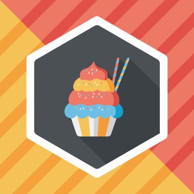 cupcake düz simgesi ile uzun gölge, eps10