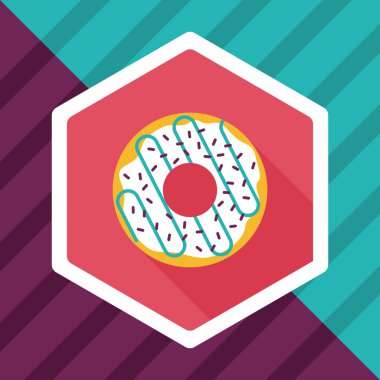 Donut düz simgesi ile uzun gölge, eps10