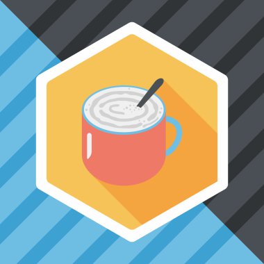 kahve latte sanat düz simgesiyle uzun gölge, eps10