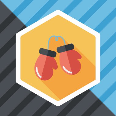 Boks eldivenleri düz simgesi ile uzun gölge, eps10