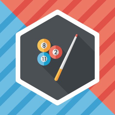 Bilardo düz simgesi ile uzun gölge, eps10