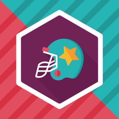 Amerikan futbolu kaskı düz simgesi ile uzun gölge, eps10