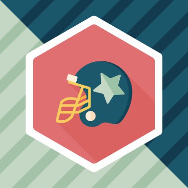 Amerikan futbolu kaskı düz simgesi ile uzun gölge, eps10