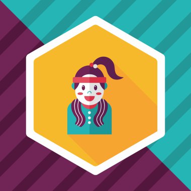 Sportif kız uzun gölge, eps10 düz simgesi