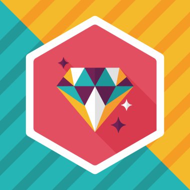 Elmas yüzük düz simgesi ile uzun gölge, eps10 teklif