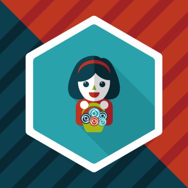 düğün çiçeği kız düz ikon, uzun gölge, eps10