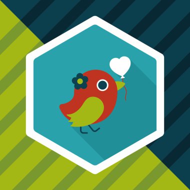 Düğün kuş düz simgesi ile uzun gölge, eps10